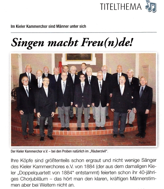 Kieler Kammerchor in der September-Ausgabe 2013 der DIVA
